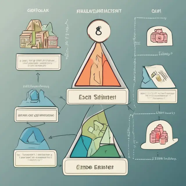 Three interconnected triangles representing Balance Sheet, Income Statement, and Cash Flow Statement in financial analysis.