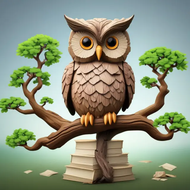 Wise owl holding a CFP® certification sits atop a financial tree, emphasizing knowledge, expertise, and long-term growth.