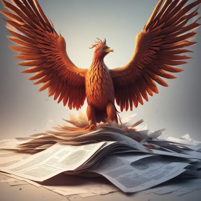Phoenix rising from paperwork, representing the benefits and change brought about by working with a financial planner