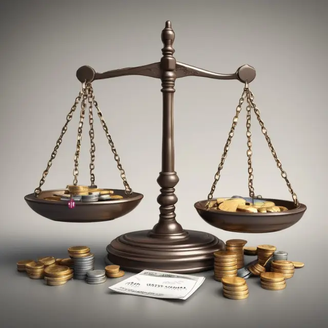 Image of a balance scale with debt represented by coins and equity as gems. The WACC formula is inscribed on the background.