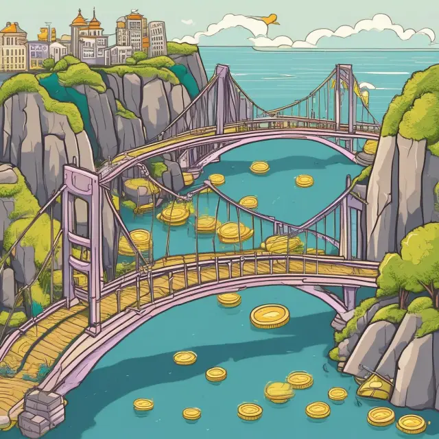 Finder’s fee illustrated as a golden connection between two people on a bridge, symbolizing successful deal facilitation