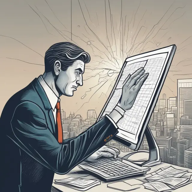 An investor holding a magnifying glass, peering intently at the FINRA BrokerCheck website, discovering valuable information to make informed decisions