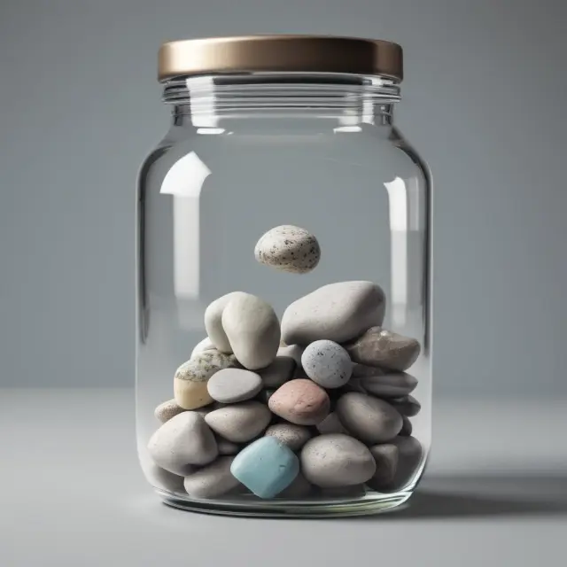 A glass jar filled with semi-transparent stones representing FINRA