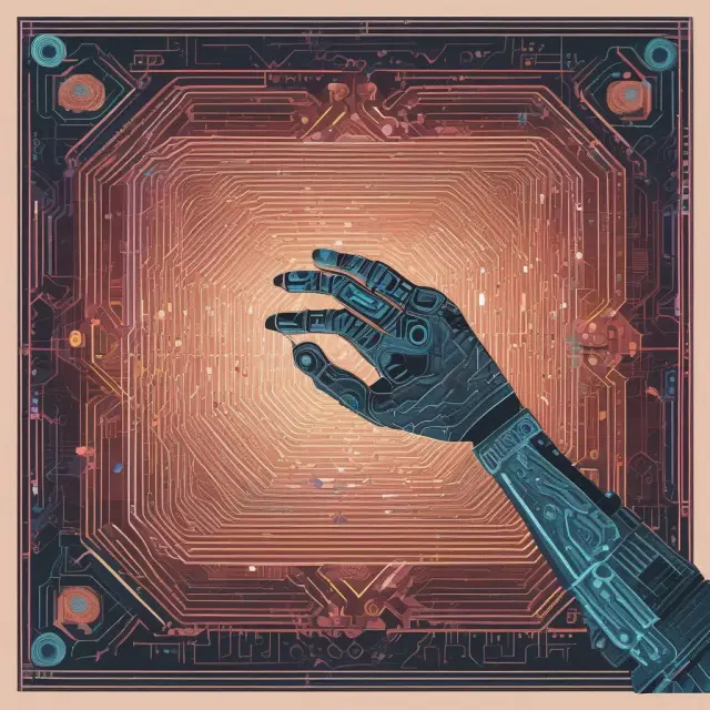 Robotic hand creating a dynamic tapestry of various fintech applications