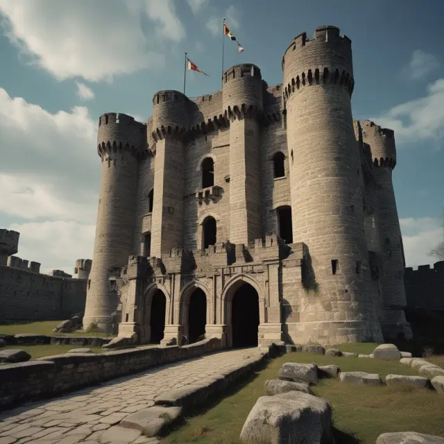 A traditional banking castle, once impenetrable, begins to crumble as digital hammers of fintech companies strike