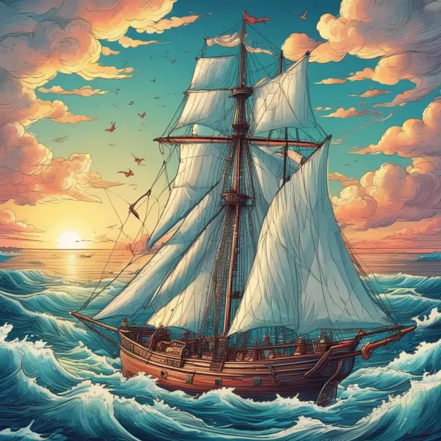 An assortment of insurtech boats navigating digital waters, symbolizing innovation and transformation in the insurance industry, with customers anchored on shore