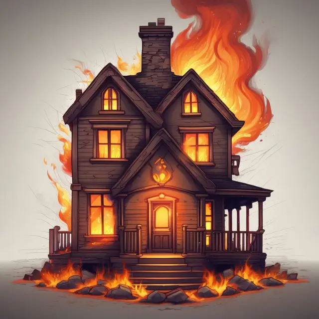 House on fire with hourglass illustrating time-limited policy exclusions and limitations.