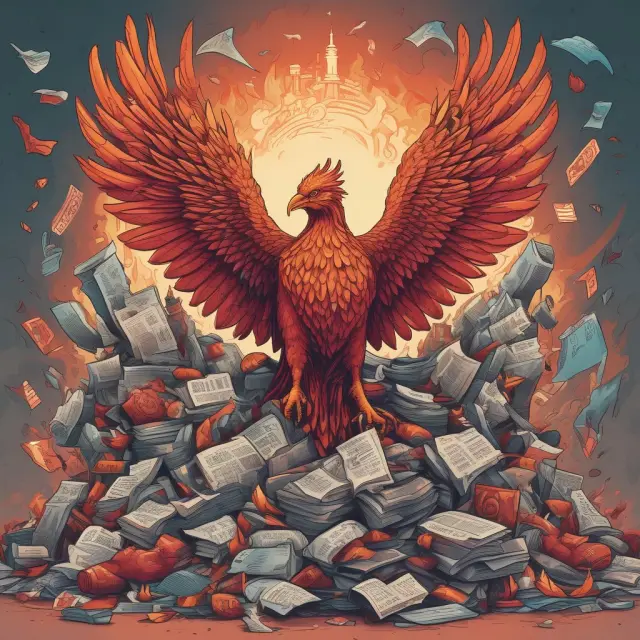 A Phoenix emerging from vehicle parts and documents, representing the innovative role insurtech plays in enhancing the First Notice of Loss process