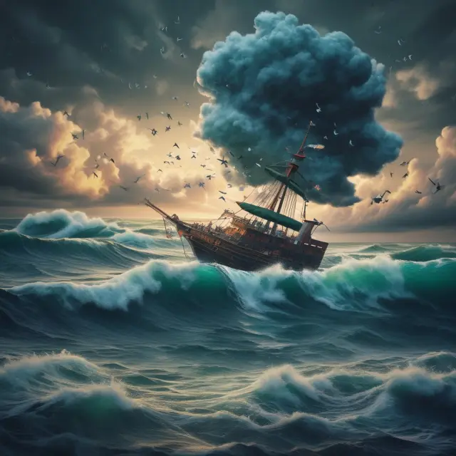 Chaos on the waters: A puzzle piece-filled sea illustrating common challenges in First Notice of Loss (FNOL) processing for insurance claims.