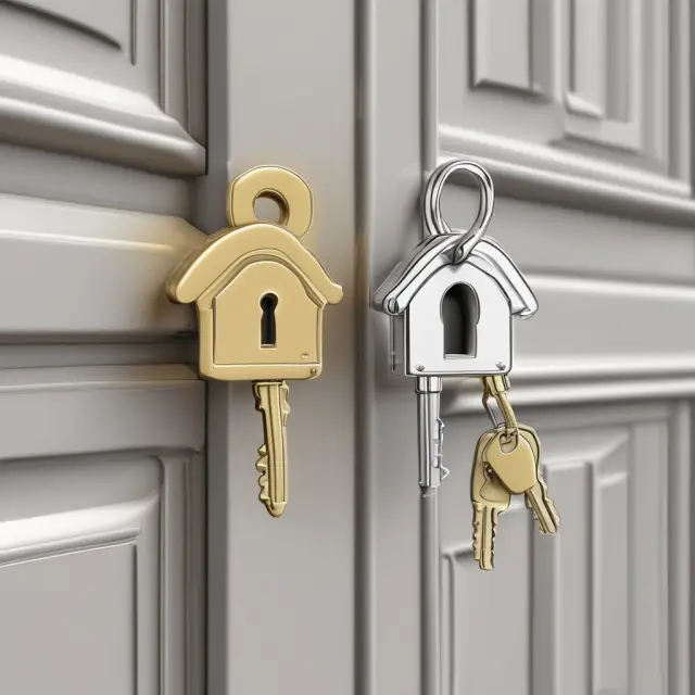 Golden key unlocks home with first mortgage, silver key adds security via second mortgage