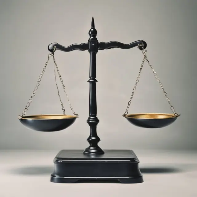 A balance scale symbolizing innovation (an apple) against competition (a torch), representing the advantages and challenges of being a first mover in business