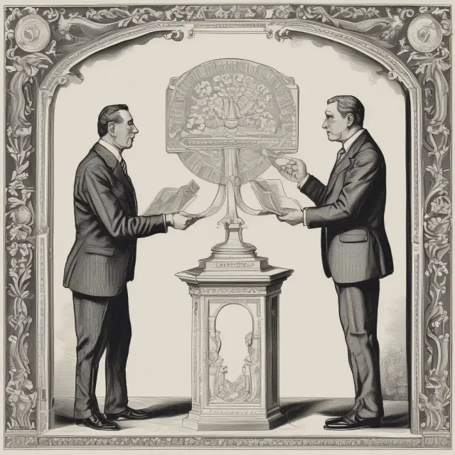 Two economists engaging in a spirited debate over a fluctuating fiscal multiplier, symbolizing ongoing debates on its context-specific nature and implications for economic policymaking