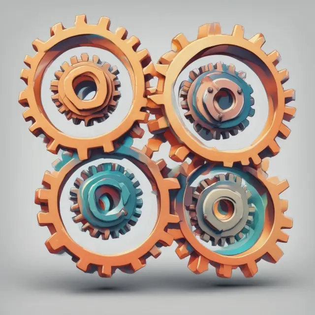 Visualization of fiscal multipliers: two gears depicting economy and MPC interacting, creating a cohesive economic output