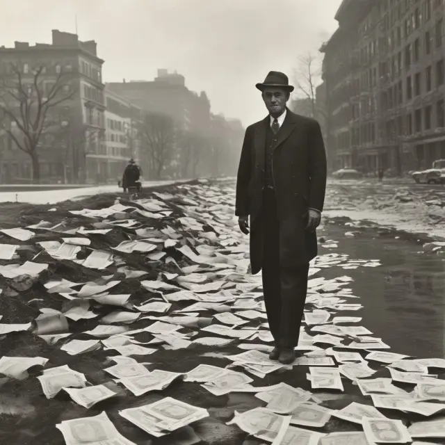 Image of a savings bond river nourishing economic growth during FDR