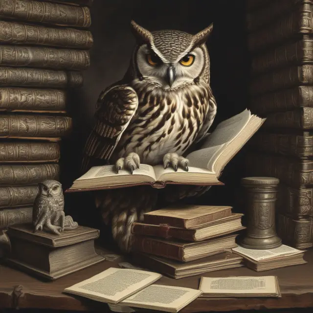 An owl examining economic texts reveals the wisdom behind fiscal policy.