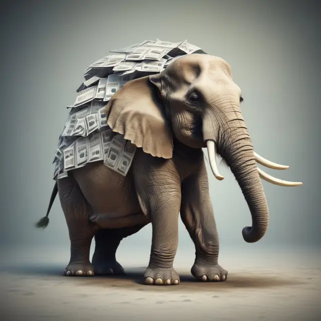 Elephant changing into a turtle, symbolizing businesses transitioning from calendar to fiscal years for better financial alignment