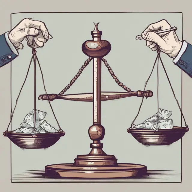 An economist balancing inflation and economic growth on a scale, using monetary policy tools.