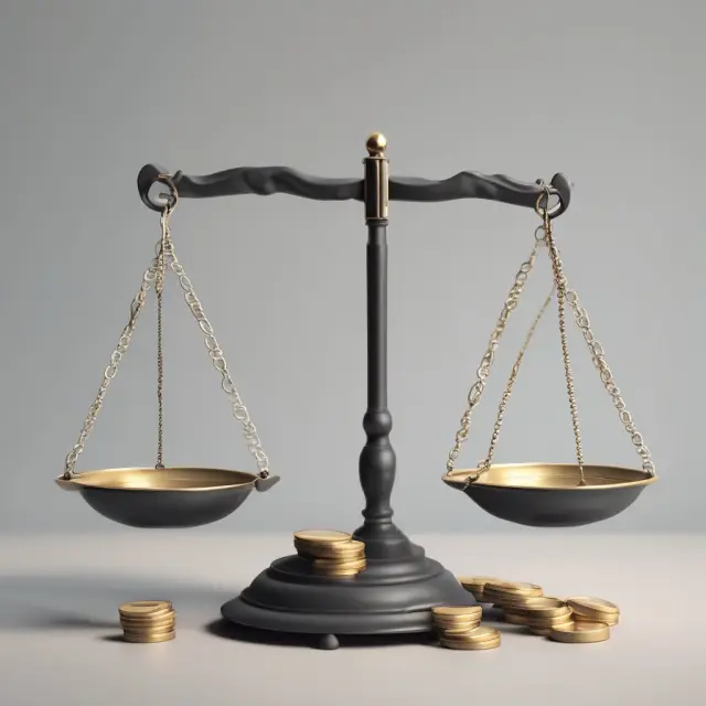 An image of a balanced scale representing a good Debt-to-Income ratio, with a smaller debt pile and a steady income stream