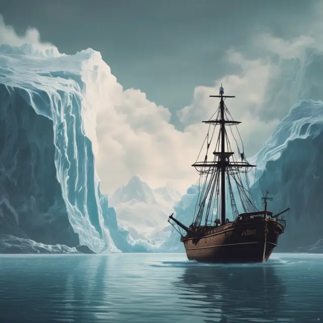 Anchored heavy object (fixed capital) against an iceberg illustrating the challenges in selling illiquid assets.