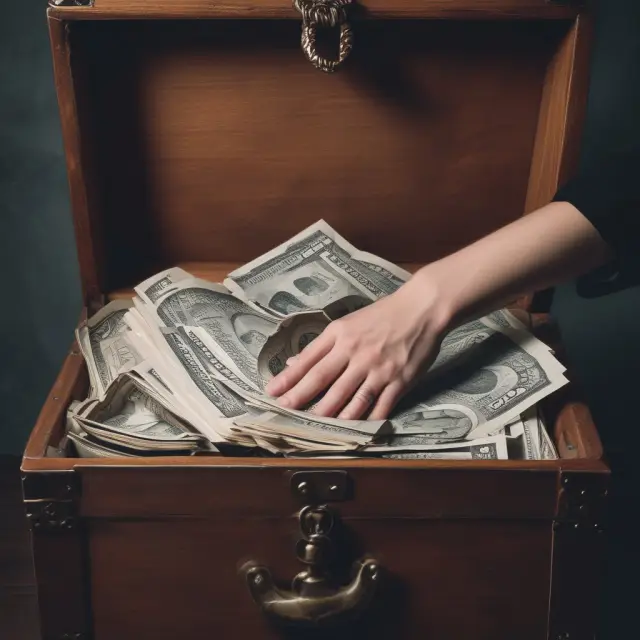 Image of two open hands surrounded by leasing contracts in a treasure chest, representing reduced upfront capital requirements and financial agility through leasing.