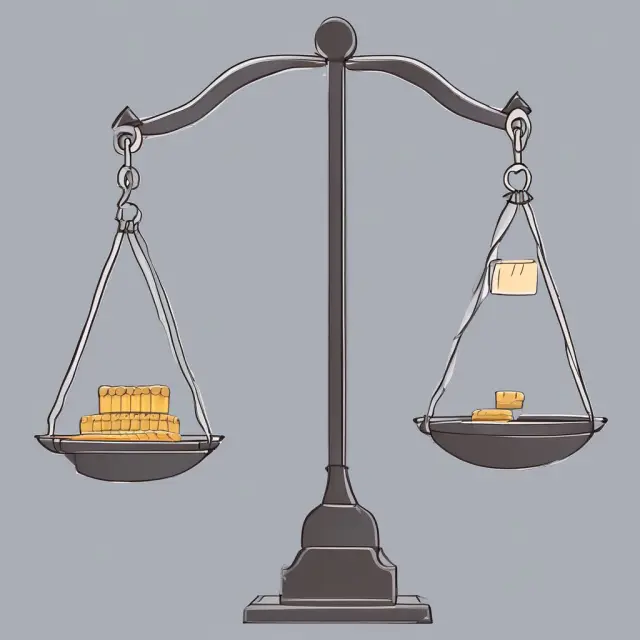 Two scales balanced on a seesaw represent EBIT and fixed charges in calculating Fixed-Charge Coverage Ratio.