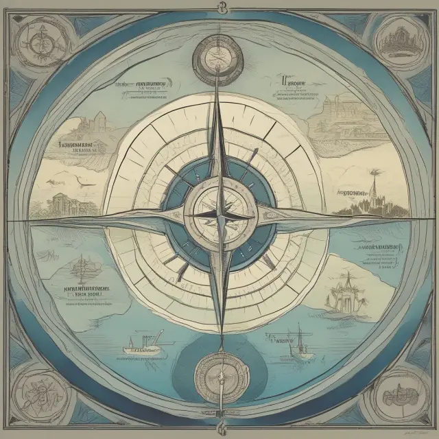 Image depicting a boat navigating turbulent waters, guided by a compass displaying FCCR ratio