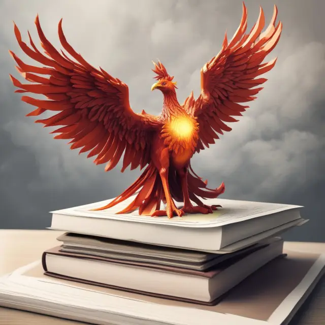 Phoenix rising from stacked financial reports represents enhanced Fixed Charge Coverage Ratio (FCCR)