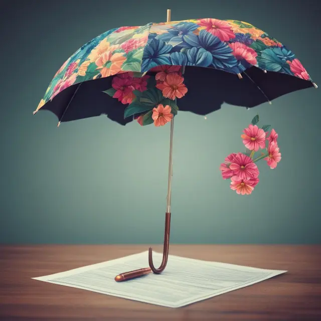 A flowering tree with a golden umbrella offering financial security and protection amidst dynamic interest rates