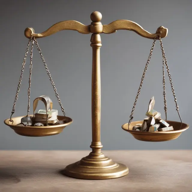 A balanced scale with long-lived fixed assets on one pan and short-term current assets on the other, illustrating financial reporting differences.