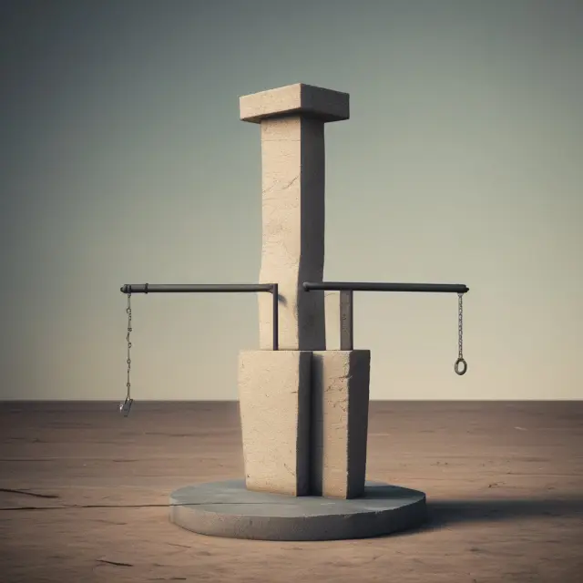A sturdy pillar represents fixed costs, while the see-saw illustrates variable costs in this financial metaphor.
