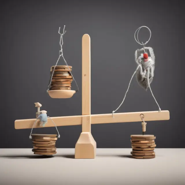 A balanced seesaw depicts fixed and variable loan interest rates for mortgages, personal loans, and credit cards
