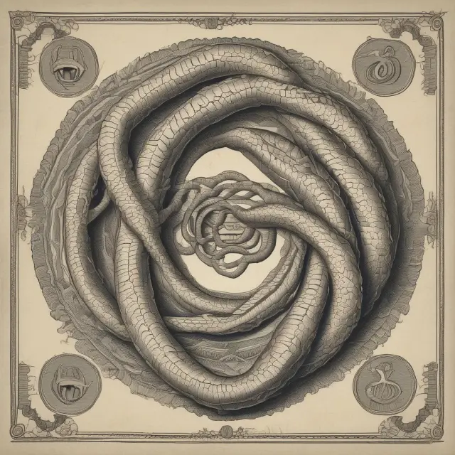 Two serpents forming a horizontal coil, representing flat currency trends in forex markets