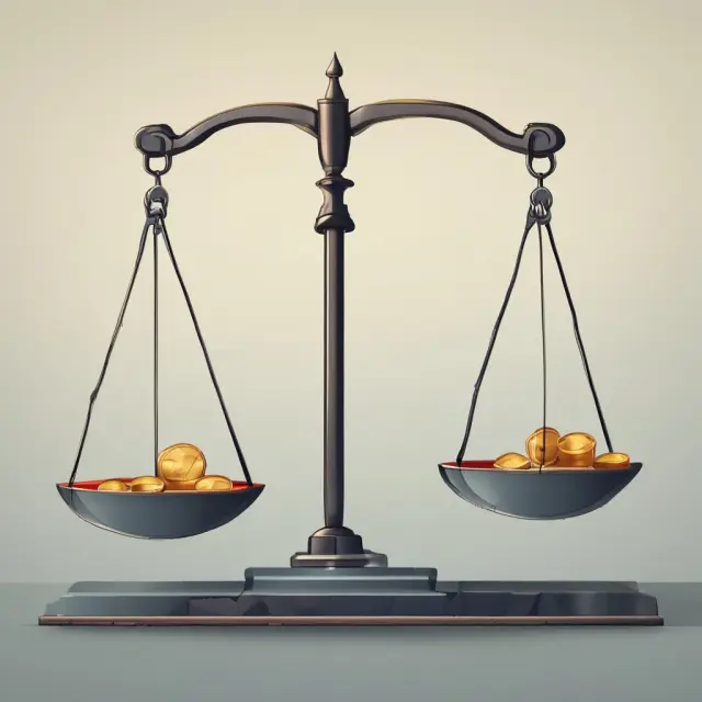 Two scales balanced with coins representing various incomes under a flat tax system