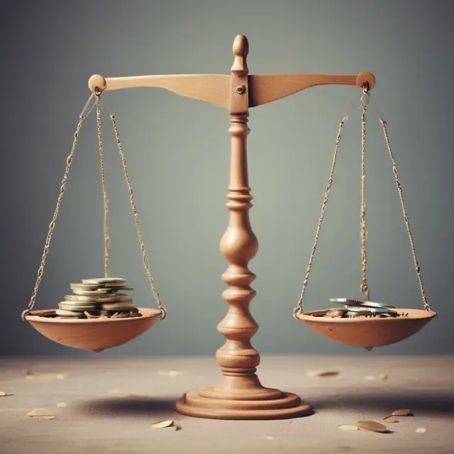 An image of a balanced scale with progressive and flat tax concepts represented by opposite sides, emphasizing the need for consideration on both fairness and simplicity