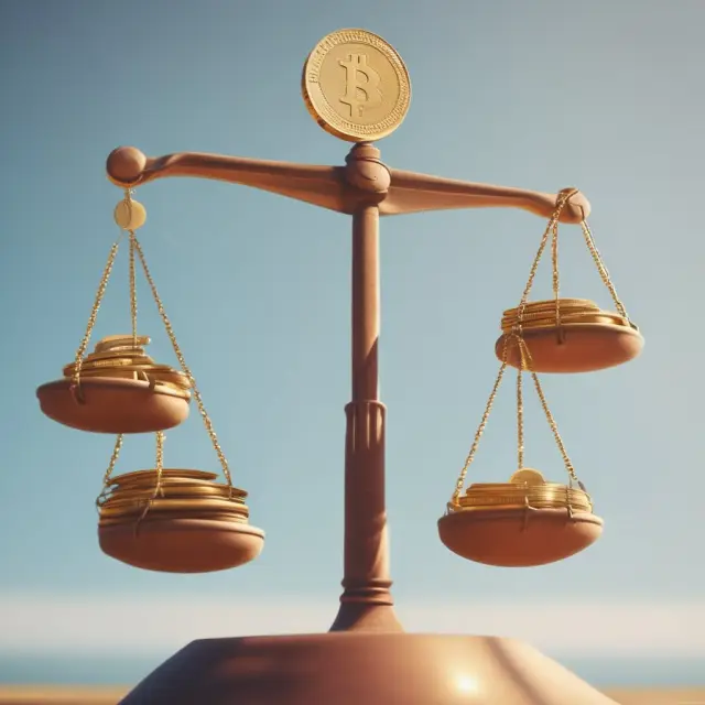 Balance of fairness: Flat tax represented as coins of different sizes leveled on a scale, emphasizing equal treatment for all income earners.
