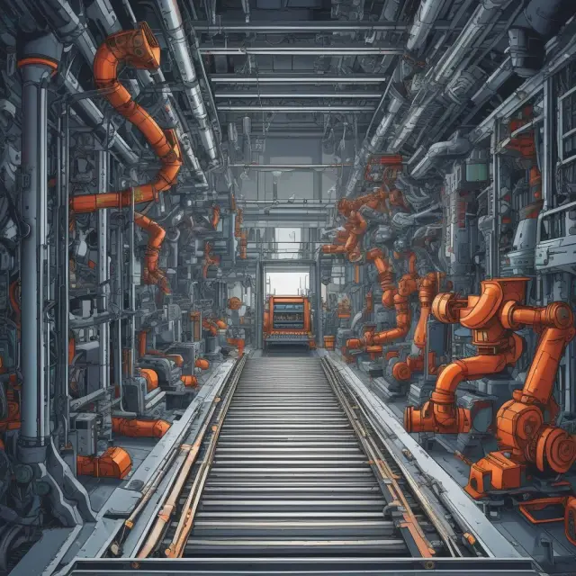 An image of CNC machines, conveyors, and robots working in harmony to create a sophisticated FMS setup