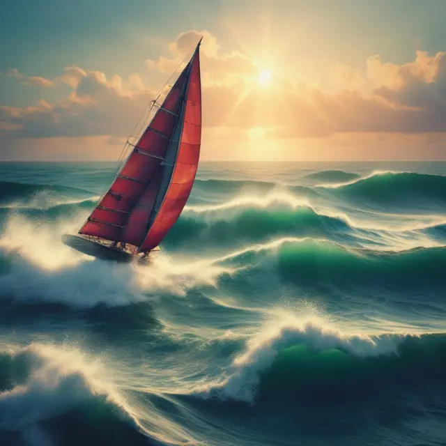 A person skillfully adjusting investment positions on a choppy sea of financial markets