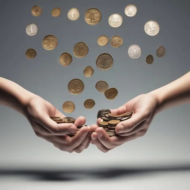 A hand exchange coins, representing the concept of 