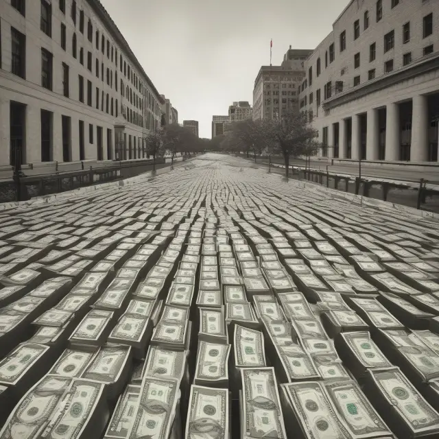 An image of a river carrying checks representing funds flowing towards the Federal Reserve, symbolizing float trends in monetary policy