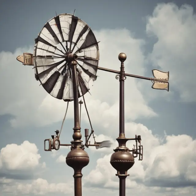 Image of a weather vane changing direction as it represents floating rate funds adjusting to market interest rate fluctuations with corporate bonds and loans as its blades
