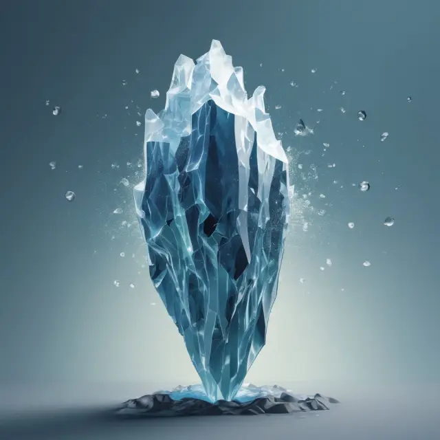 An iceberg representing floating charges transforming to a fixed one during the crystallization process