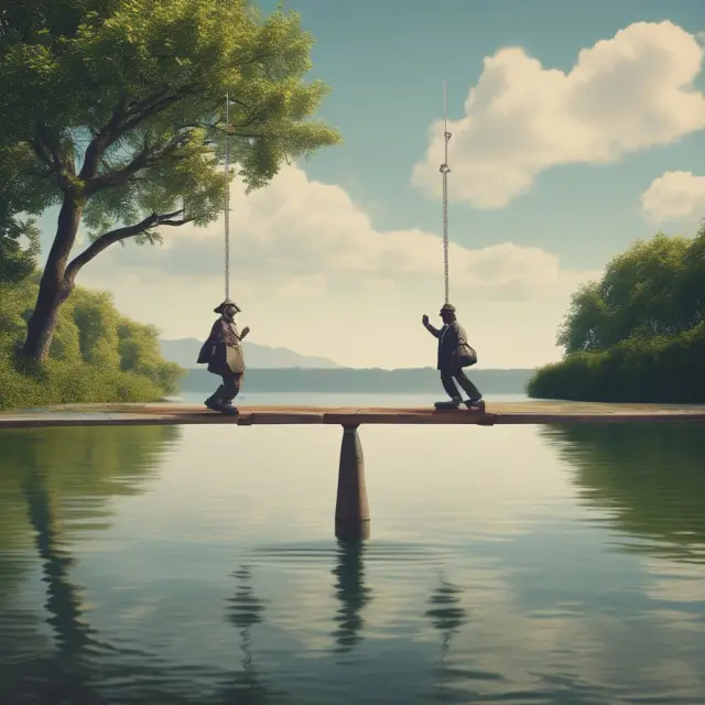 An image of a large seesaw balancing two currencies, one floating and the other fixed.
