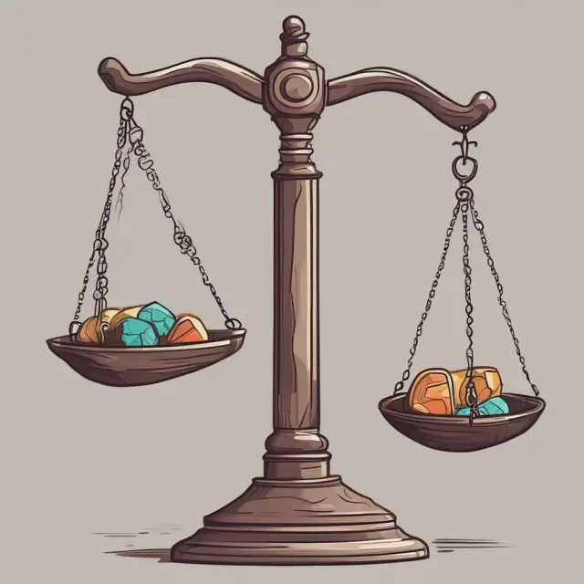 A scale balanced between advantages (represented by gold coins) and disadvantages (represented by silver coins) illustrates the potential benefits and risks of floating interest rates for borrowers.