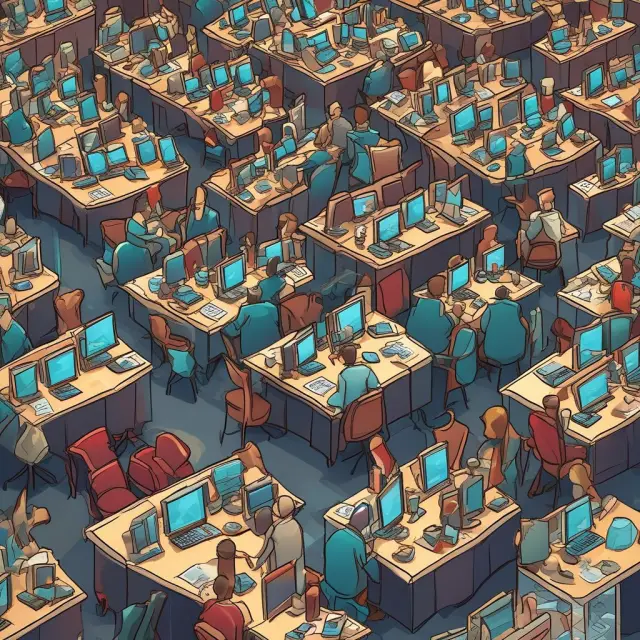 Floor traders, market makers, and brokers interacting on a modern trading floor, exchanging information and executing trades