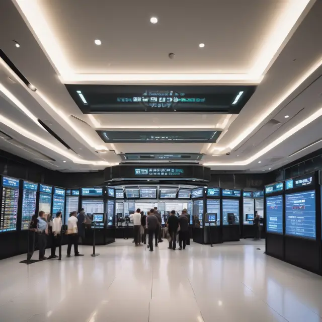 A mix of floor traders and electronic trading systems in a bustling exchange environment