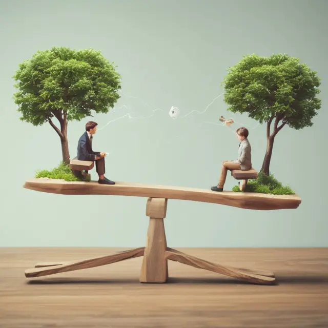 A balancing seesaw representing the comparison between traditional flotation and modern equity crowdfunding as alternative sources of capital