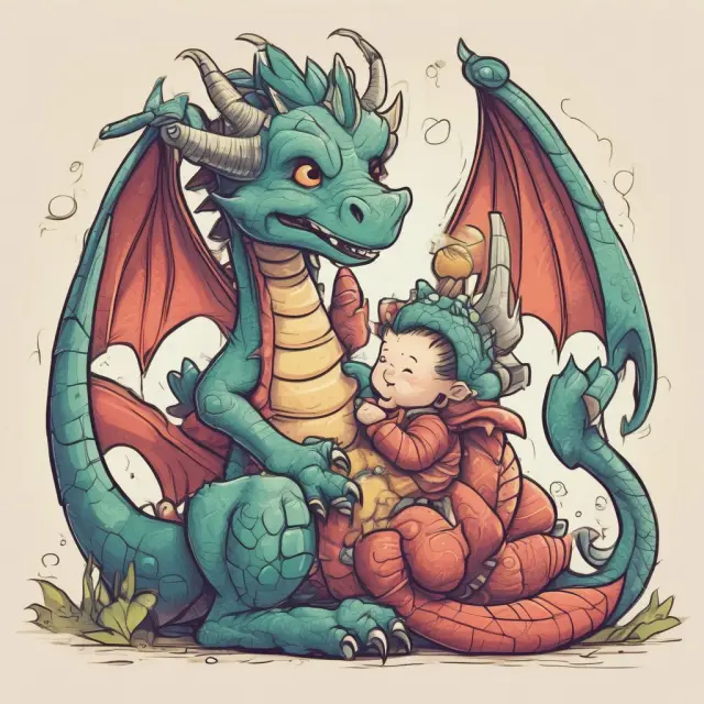 Image of a dragon (representing VC firm) cradling and nurturing a growing tech company. Dragon symbolizes expertise, networking, and financial backing.