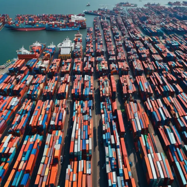 Ships transporting FOB terms FAS, FCA, EXW, DES, and CIF at the busy harbor.