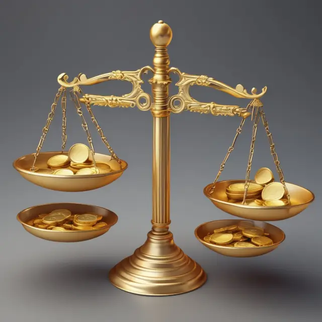Golden coins representing financial transactions flowing between economic sectors on a balanced scale - an illustration of the importance of double-entry bookkeeping in FOF accounts.