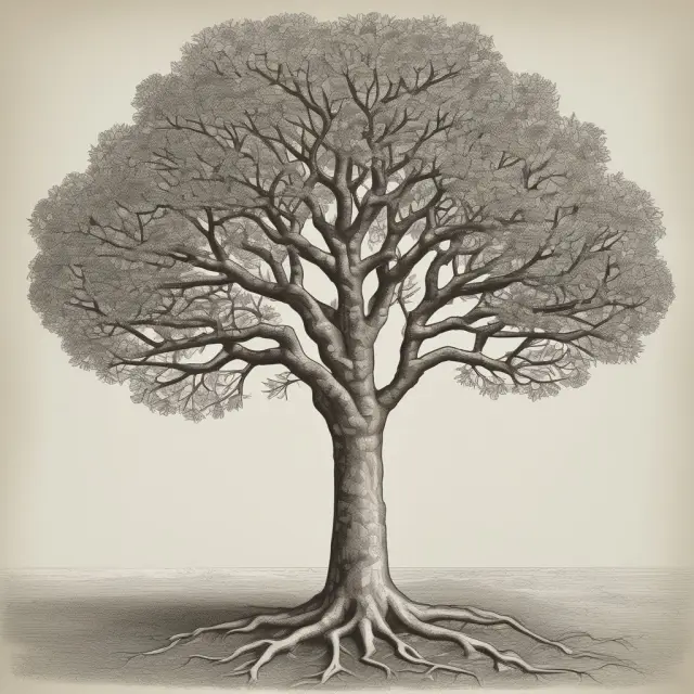 A tree with a distinct folio number tag at its base symbolizing accurate record-keeping in mutual fund investments